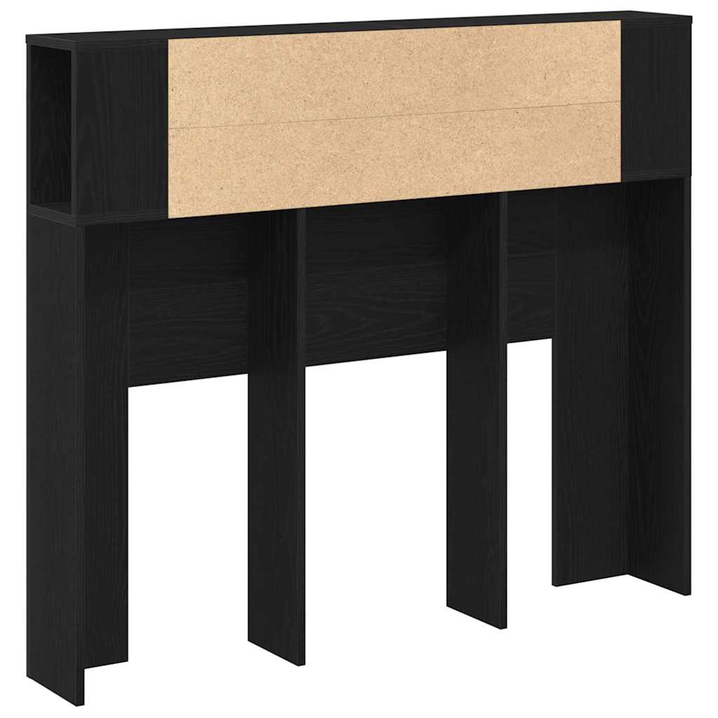 Headboard Cabinet with Shelf Black Oak 120 x 18.5 x 102.5 cm