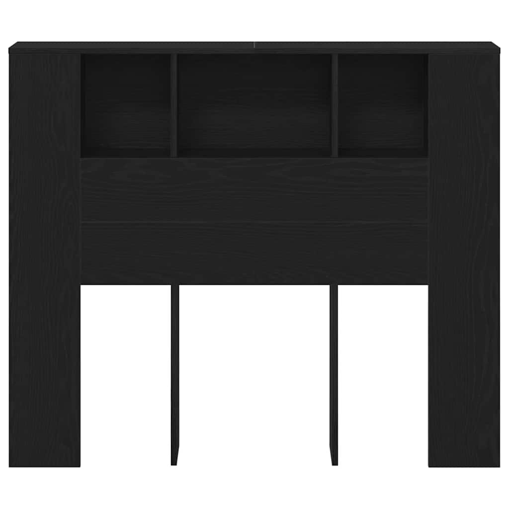 Headboard Cabinet with Shelf Black Oak 120 x 18.5 x 102.5 cm