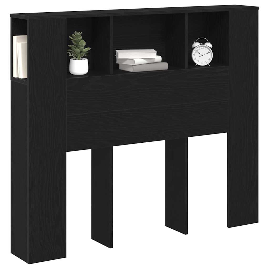 Headboard Cabinet with Shelf Black Oak 120 x 18.5 x 102.5 cm