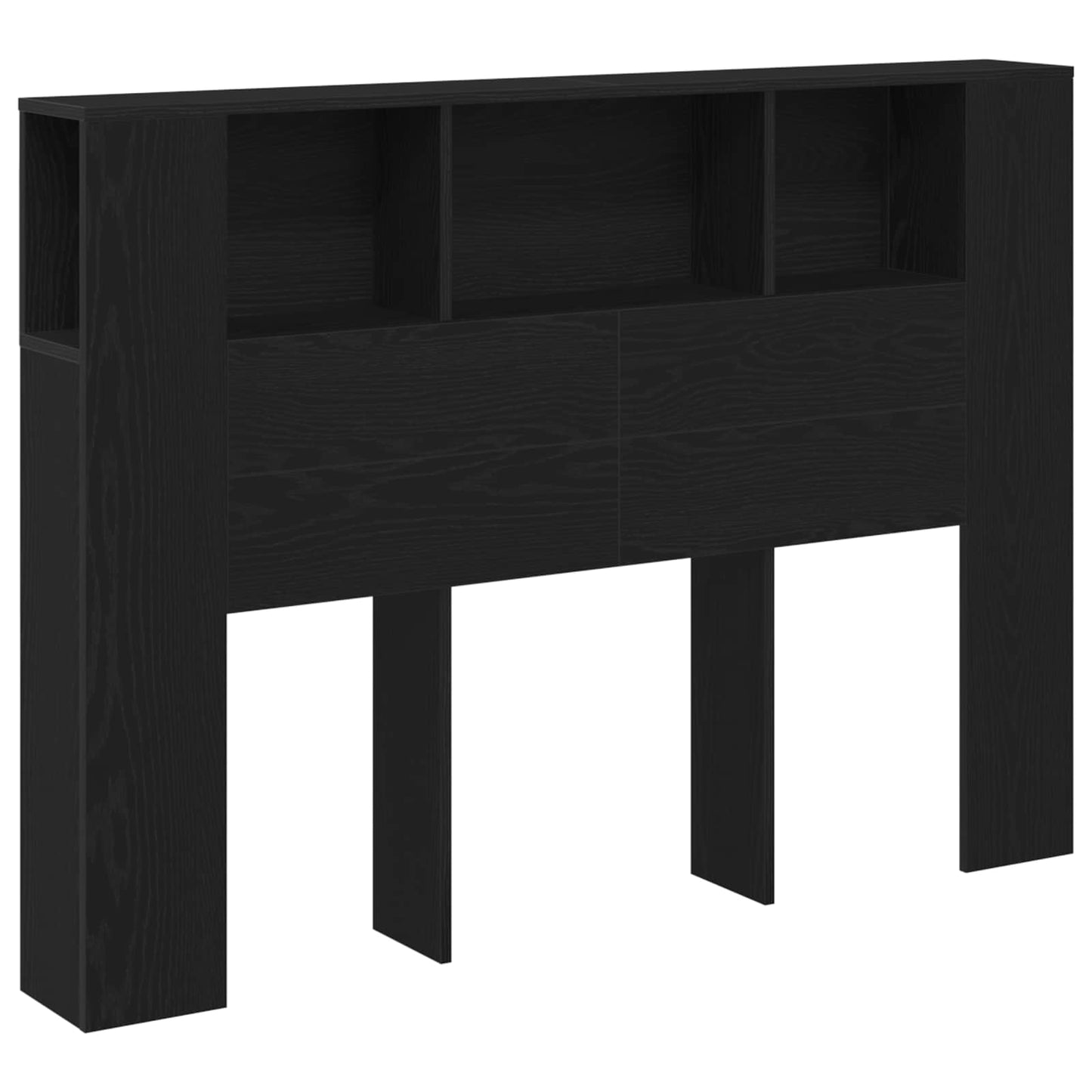 Headboard Cabinet with Storage Black Oak Engineered Wood