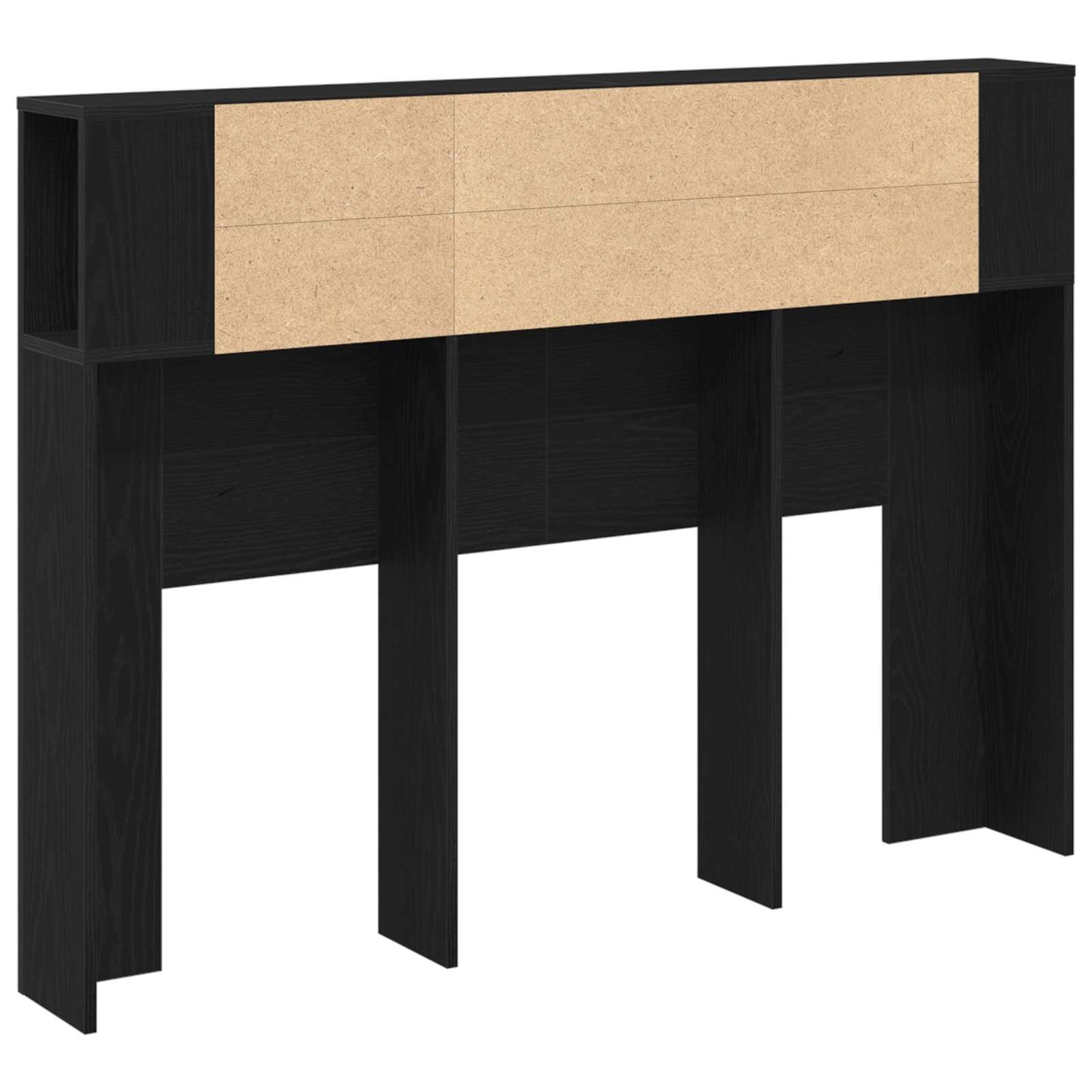 Headboard Cabinet with Storage Black Oak Engineered Wood