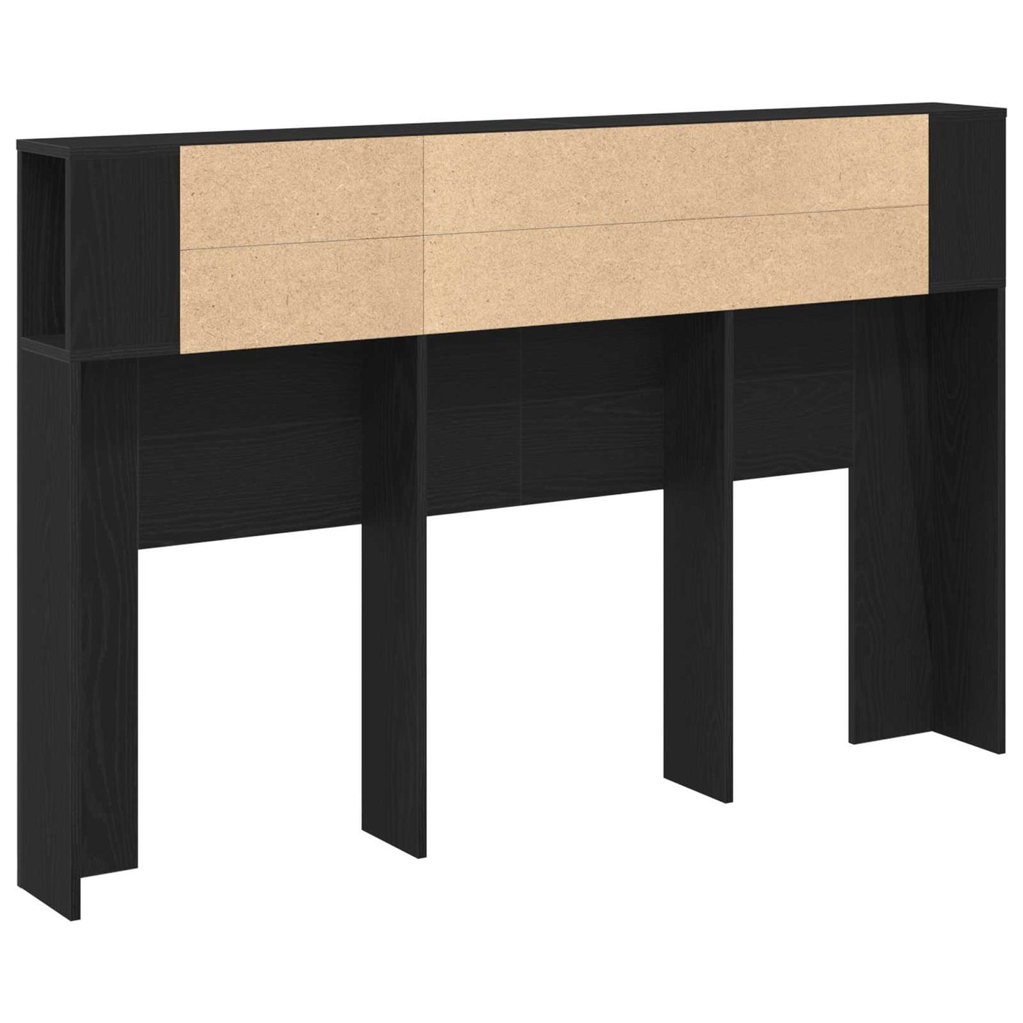 Headboard Cabinet with Storage Black Oak Engineered Wood