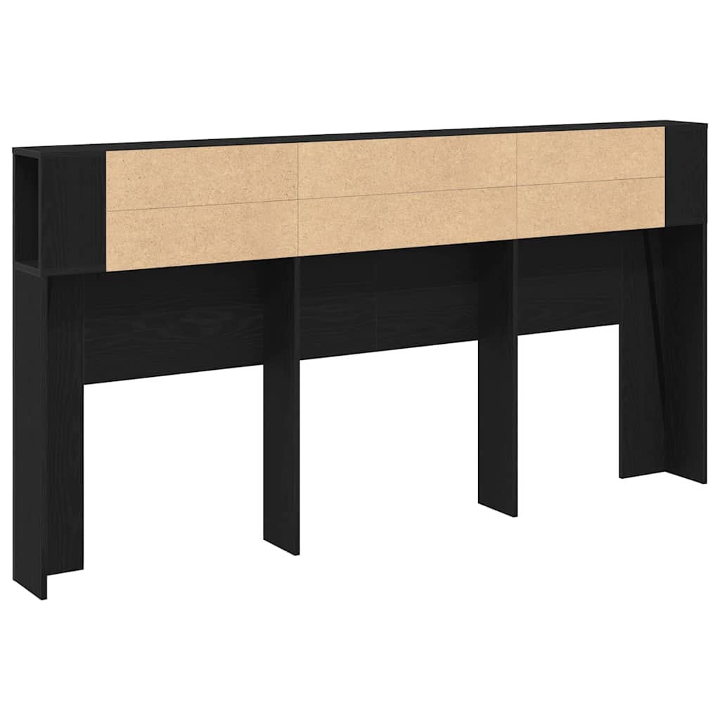 Headboard Cabinet with Shelf Black Oak 200 x 18.5 x 102.5 cm