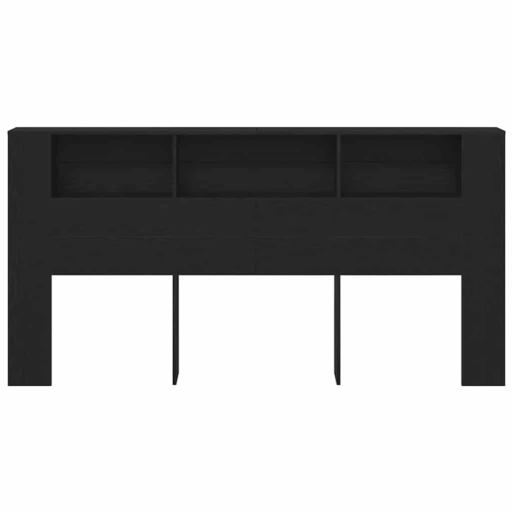 Headboard Cabinet with Shelf Black Oak 200 x 18.5 x 102.5 cm