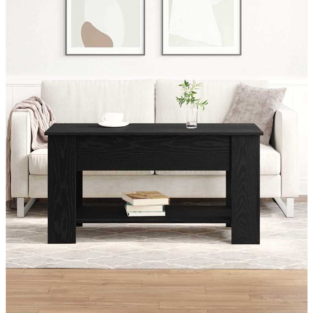 Coffee Table Black Oak 101 x 49 x 52 cm Engineered Wood