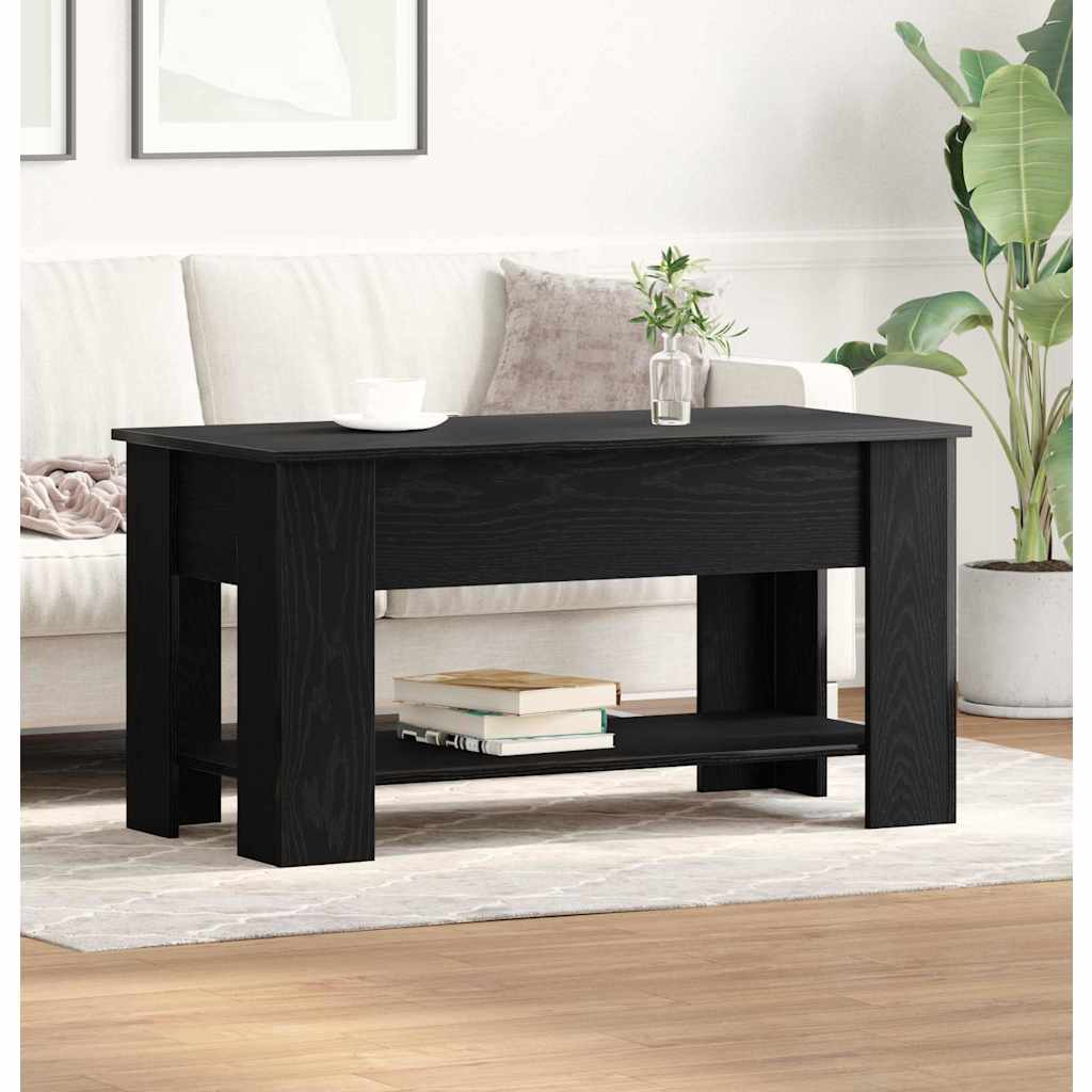 Coffee Table Black Oak 101 x 49 x 52 cm Engineered Wood