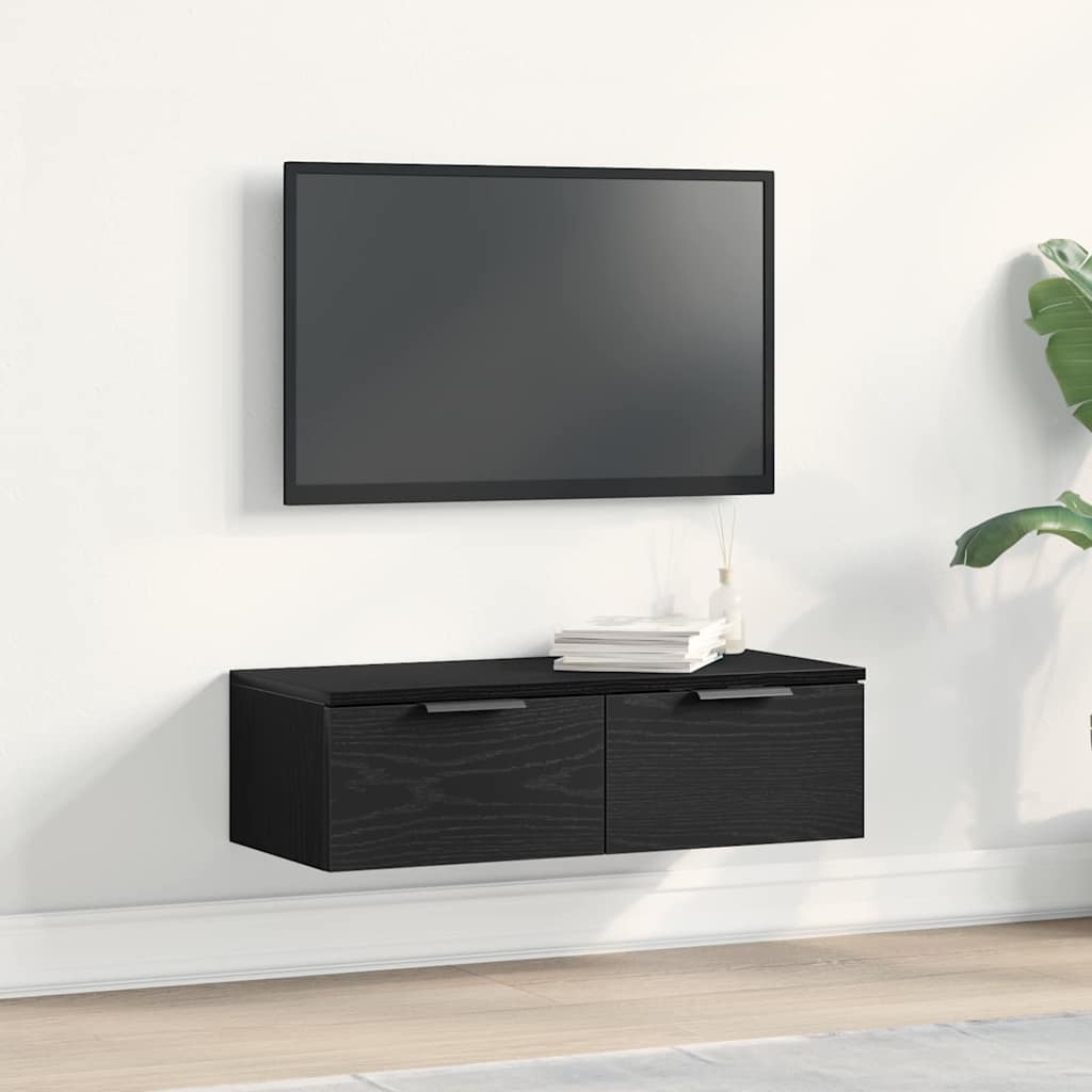 Wall Cabinet Black Oak 68 x 30 x 20 cm Engineered Wood
