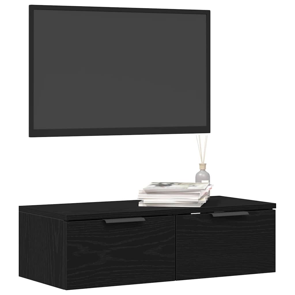 Wall Cabinet Black Oak 68 x 30 x 20 cm Engineered Wood