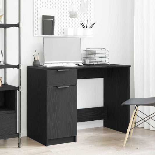 vidaXL Desk with Drawer Black oak 100 x 50 x 75 cm Engineered wood