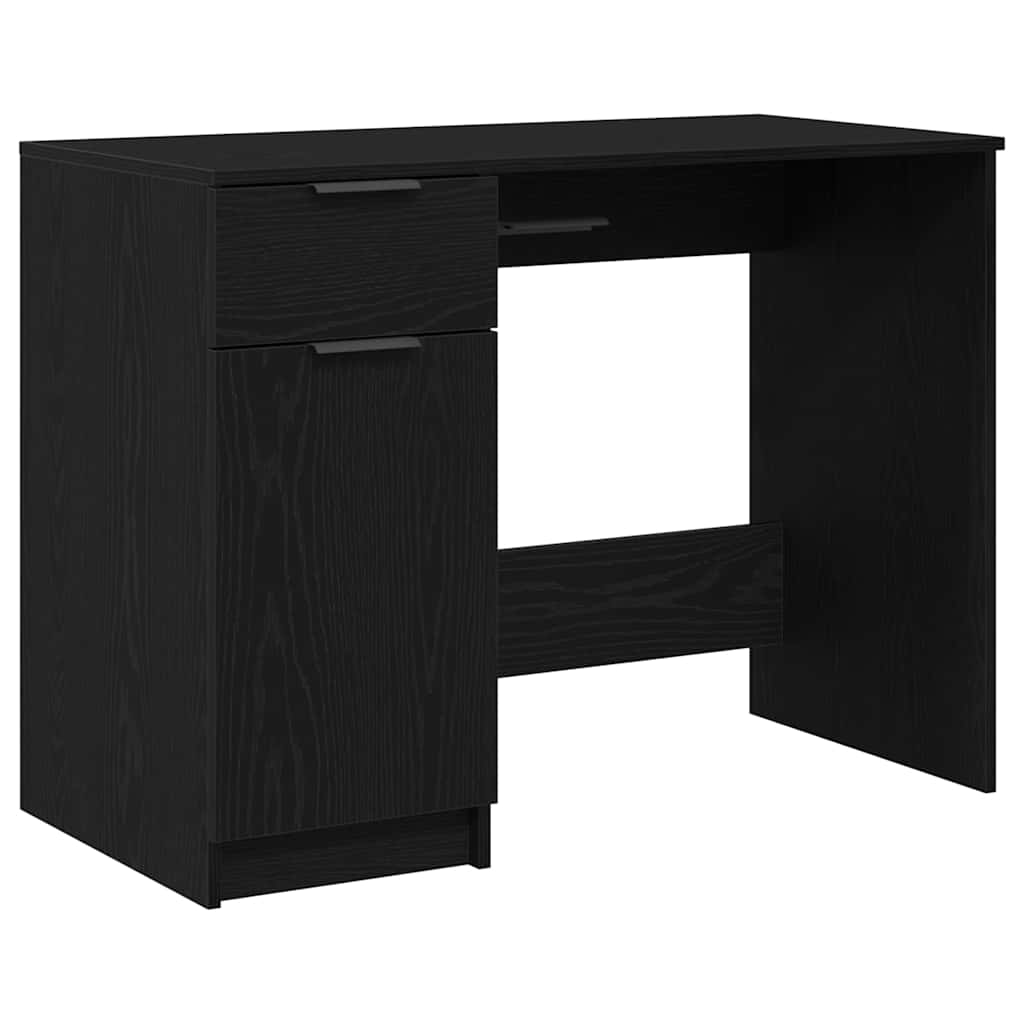 vidaXL Desk with Drawer Black oak 100 x 50 x 75 cm Engineered wood