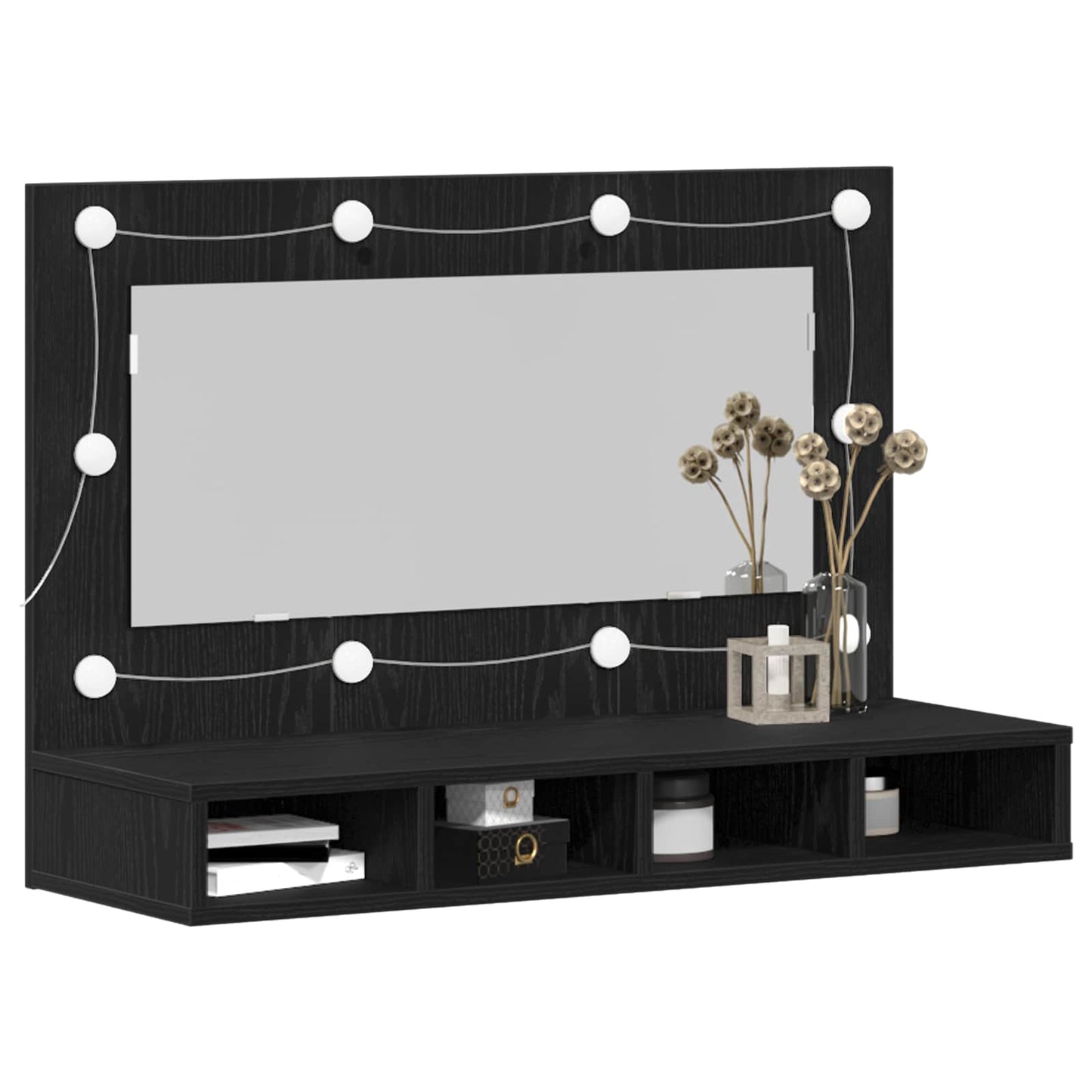 Mirror Cabinet Black Oak 90 x 31.5 x 62 cm Engineered Wood