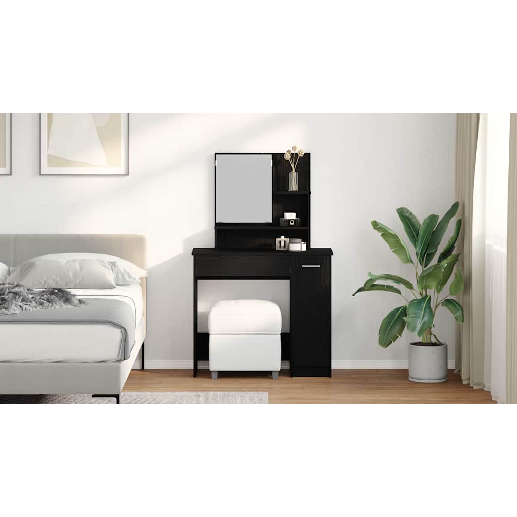 Dressing Table Black Oak 86.5 x 35 x 136 cm Engineered Wood
