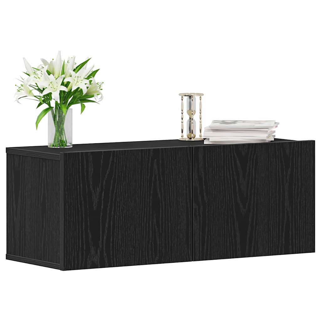 TV Cabinet 2 pcs Black Oak 80 x 30 x 30 cm Engineered Wood