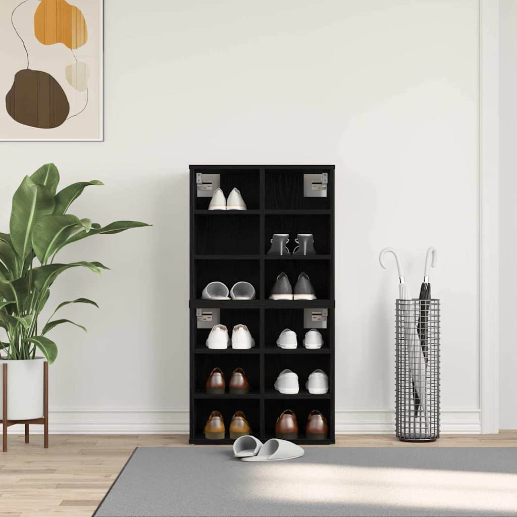 Shoe Cabinet 2 pcs 52 x 30 x 50.5 cm Engineered Wood Black Oak