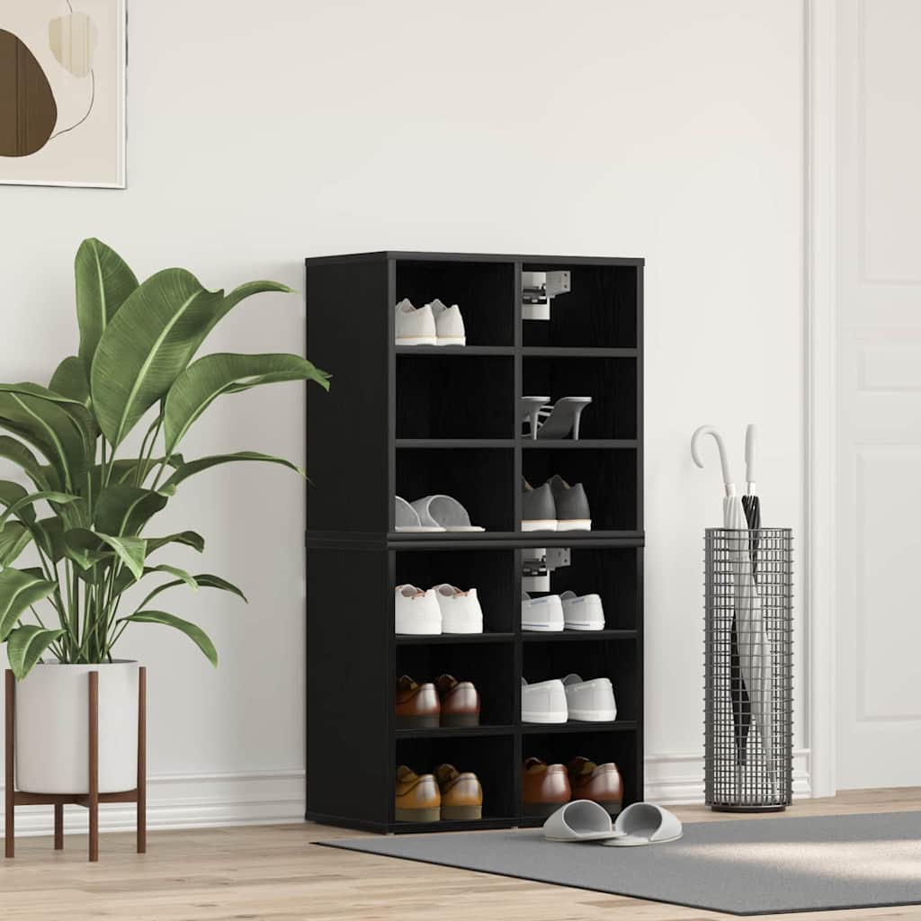 Shoe Cabinet 2 pcs 52 x 30 x 50.5 cm Engineered Wood Black Oak