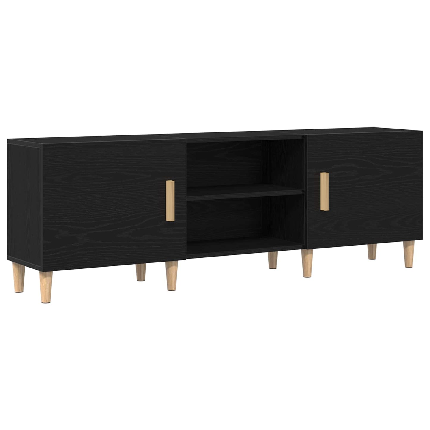 TV Cabinet Black Oak 150 x 30 x50 cm Engineered Wood