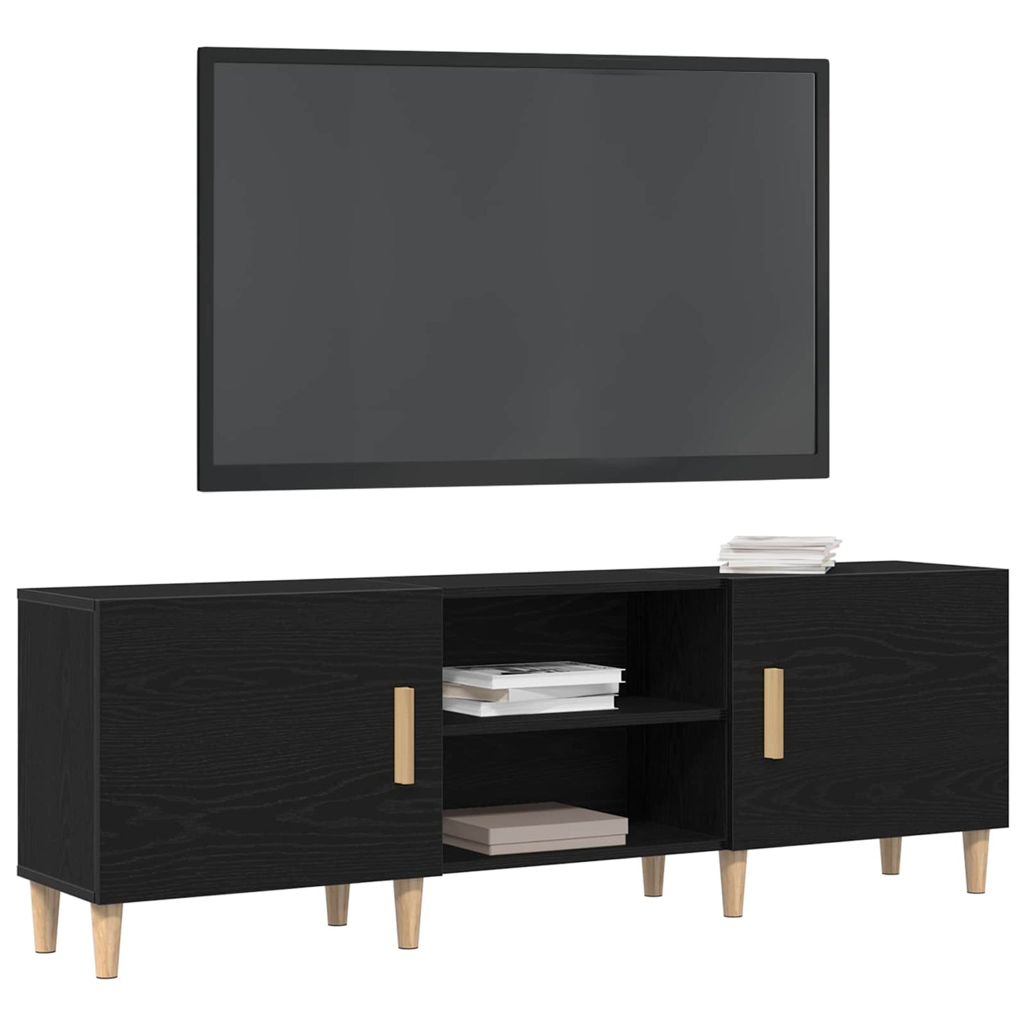 TV Cabinet Black Oak 150 x 30 x50 cm Engineered Wood