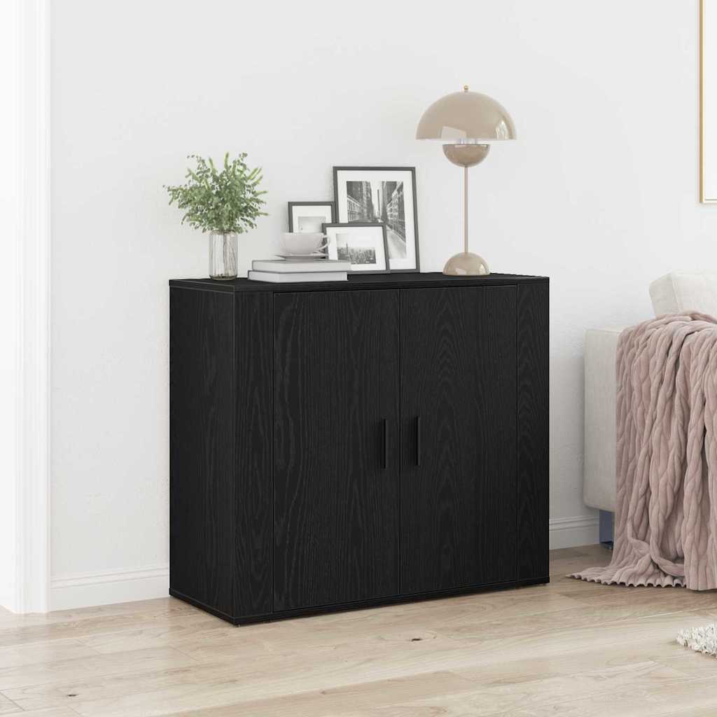 Sideboard Black Oak 80 x 33 x 70 cm Engineered Wood