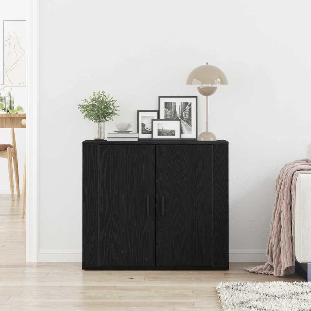 Sideboard Black Oak 80 x 33 x 70 cm Engineered Wood