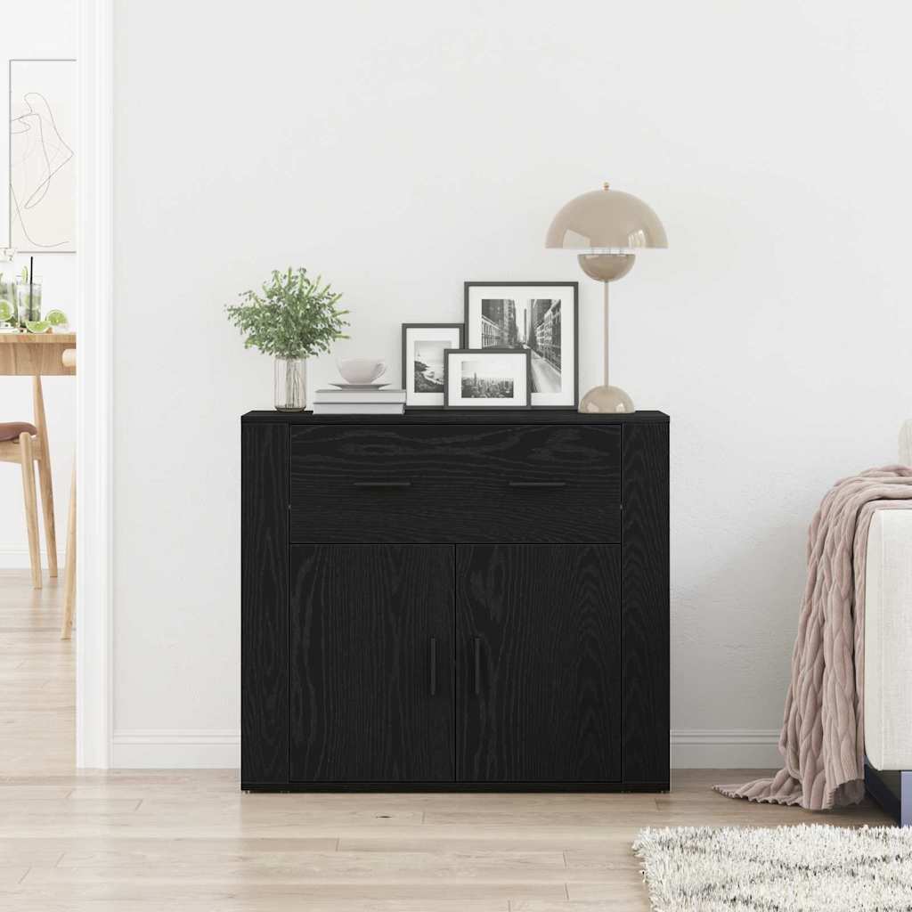 Sideboard Black Oak 80 x 33 x 70 cm Engineered Wood