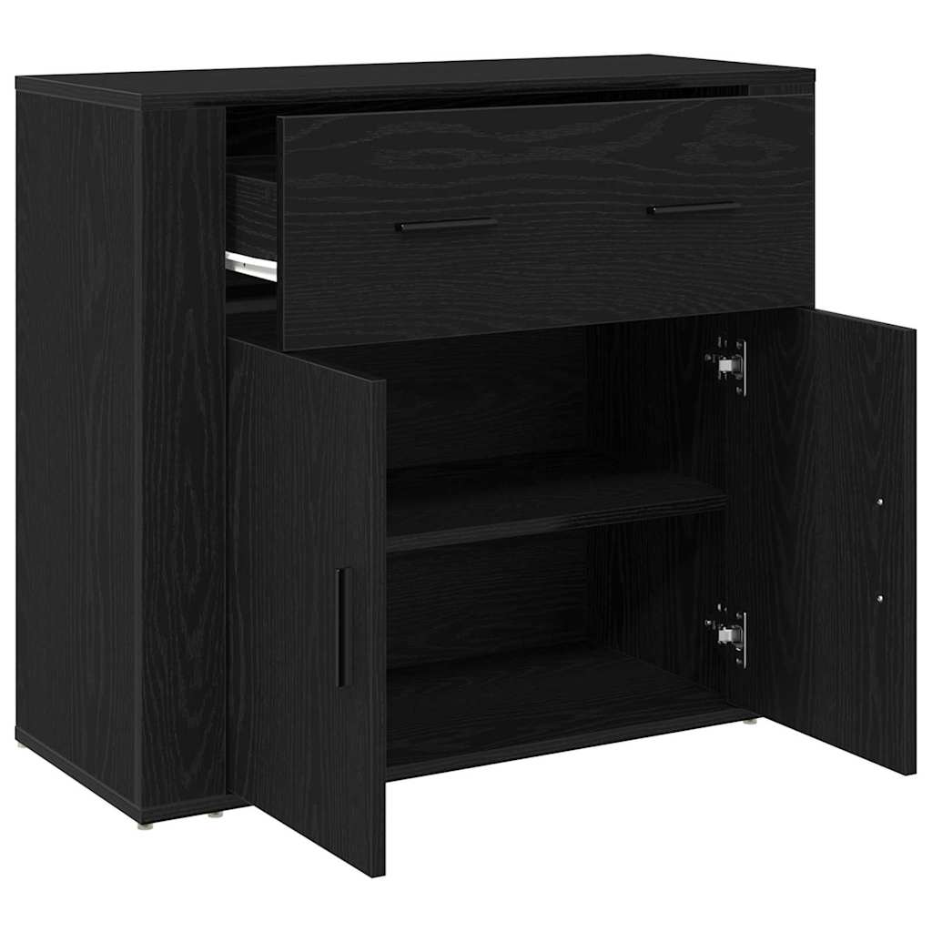 Sideboard Black Oak 80 x 33 x 70 cm Engineered Wood