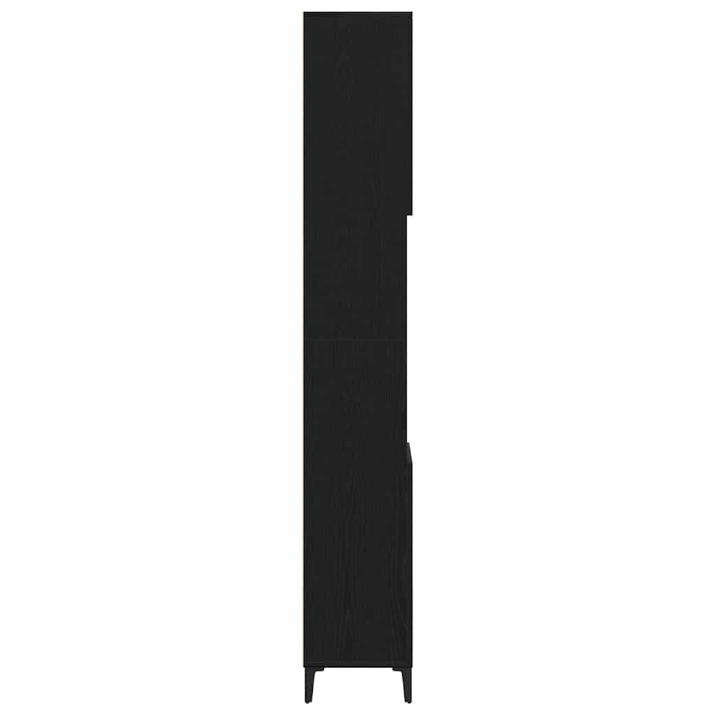 Bathroom Cabinet Black Oak 30 x 30 x 190 cm Engineered Wood