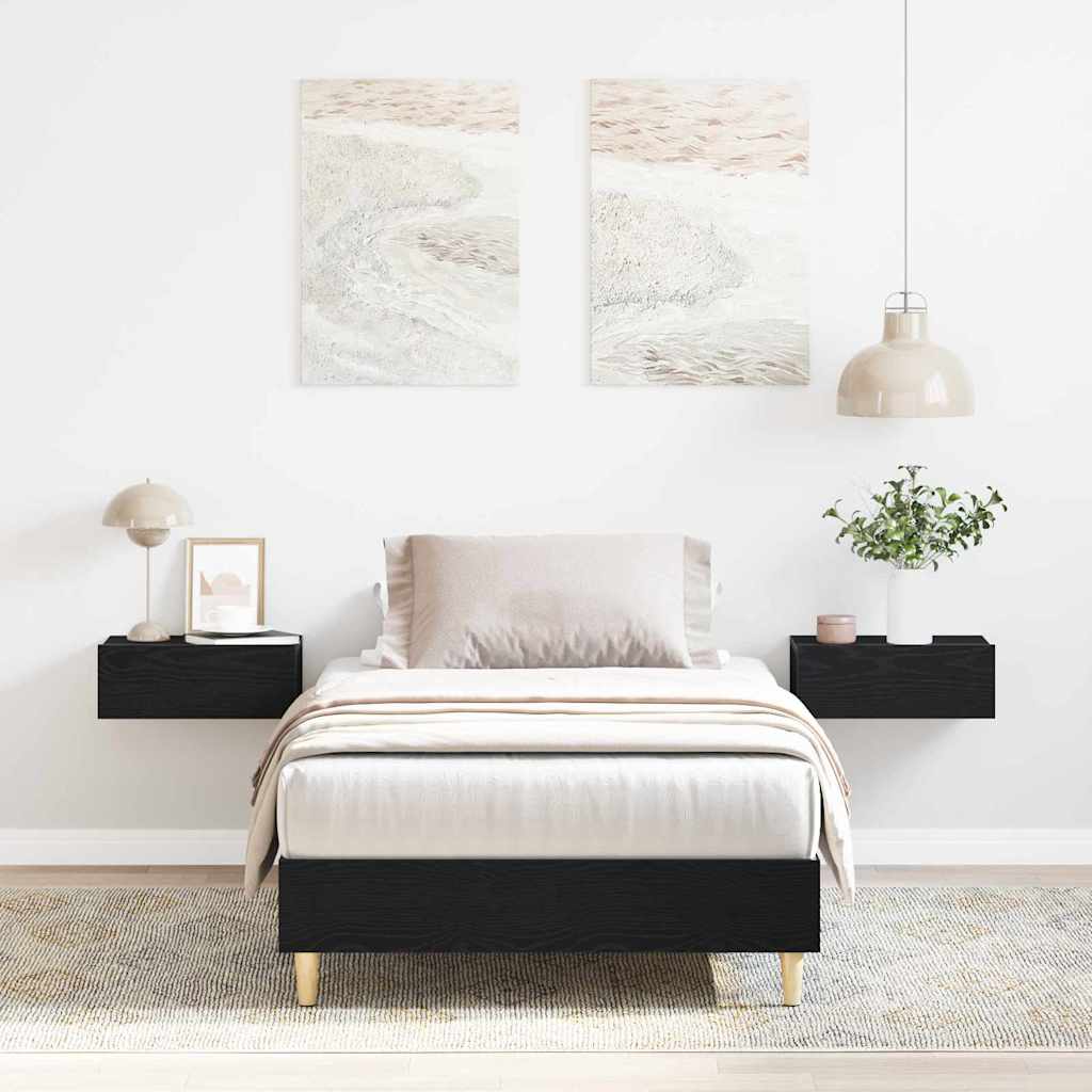 Bed Frame Black Oak 203 x 101 x 25 cm Engineered Wood