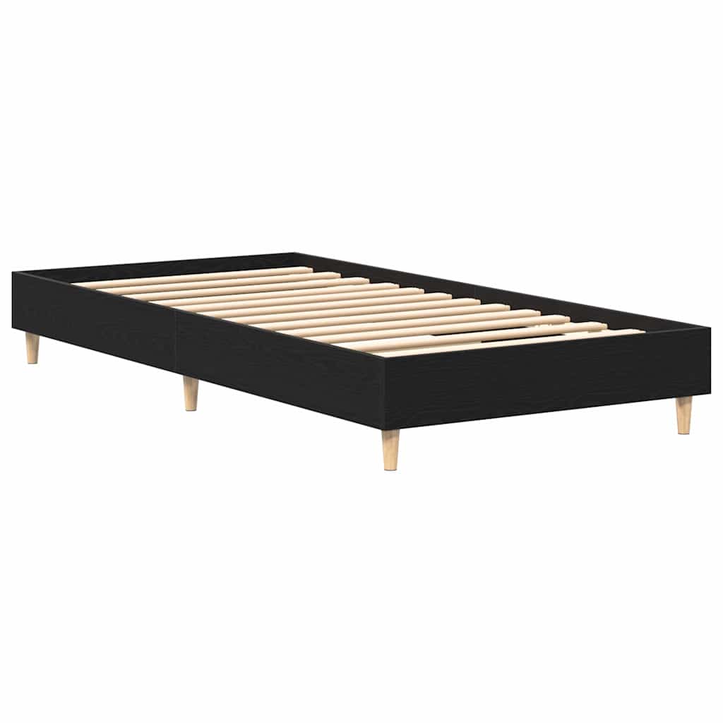 Bed Frame Black Oak 203 x 101 x 25 cm Engineered Wood