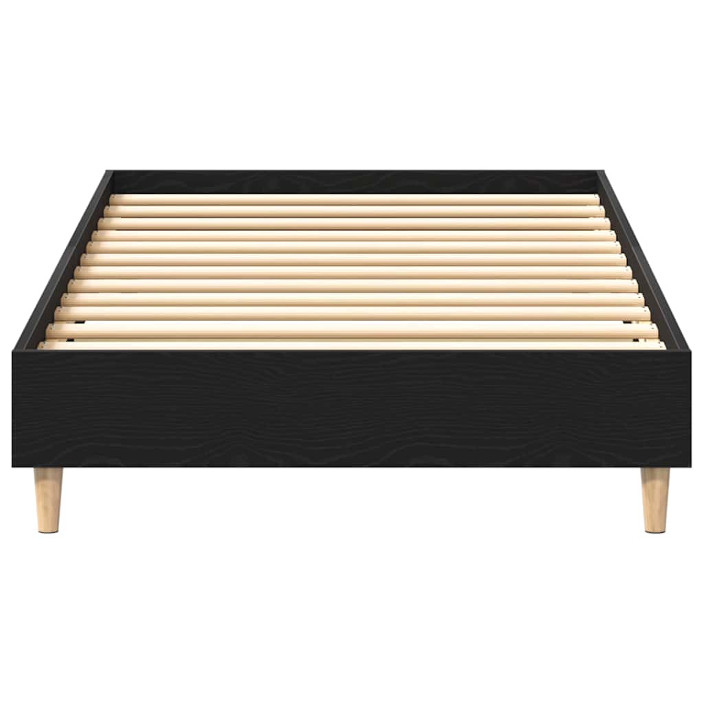 Bed Frame Black Oak 203 x 101 x 25 cm Engineered Wood