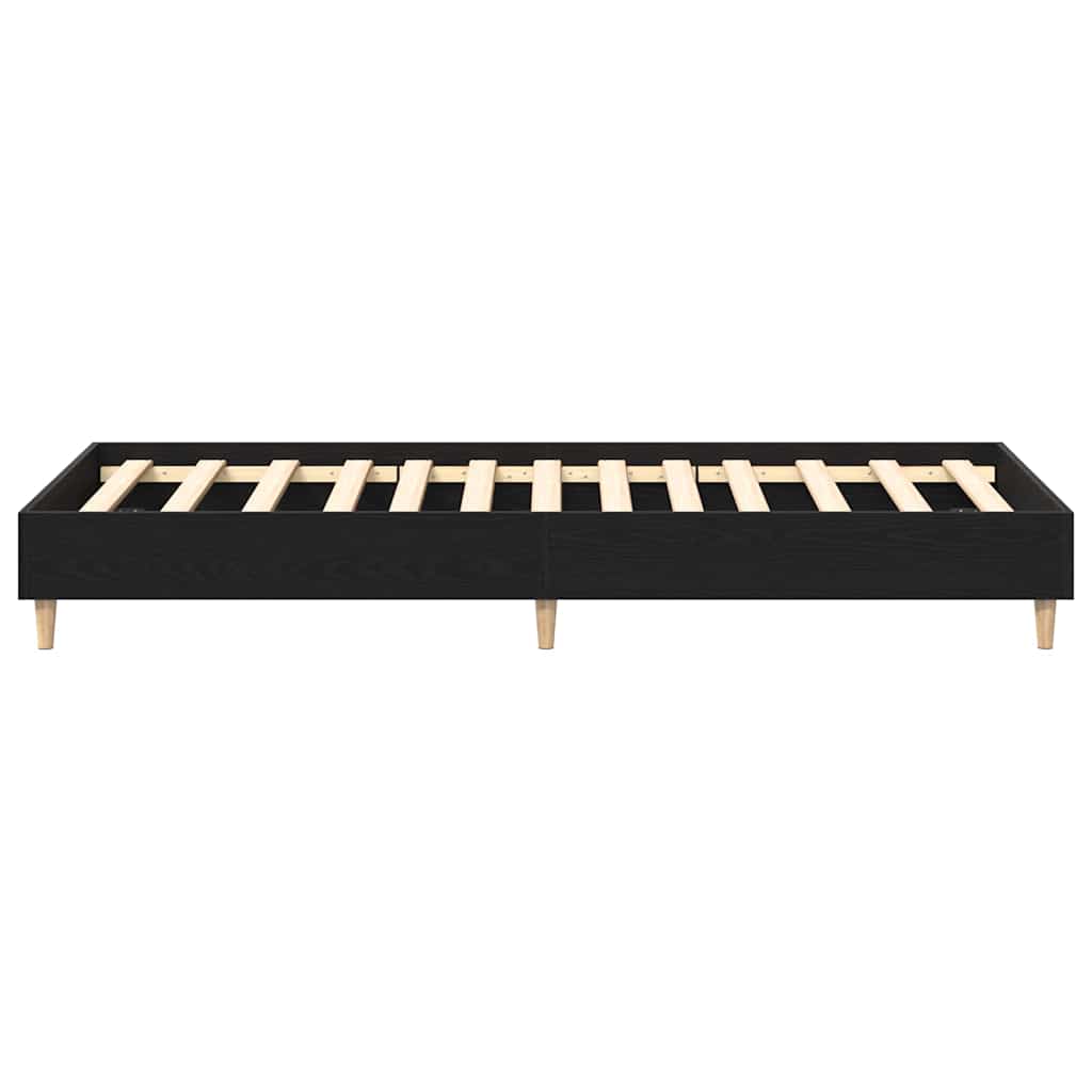 Bed Frame Black Oak 203 x 101 x 25 cm Engineered Wood