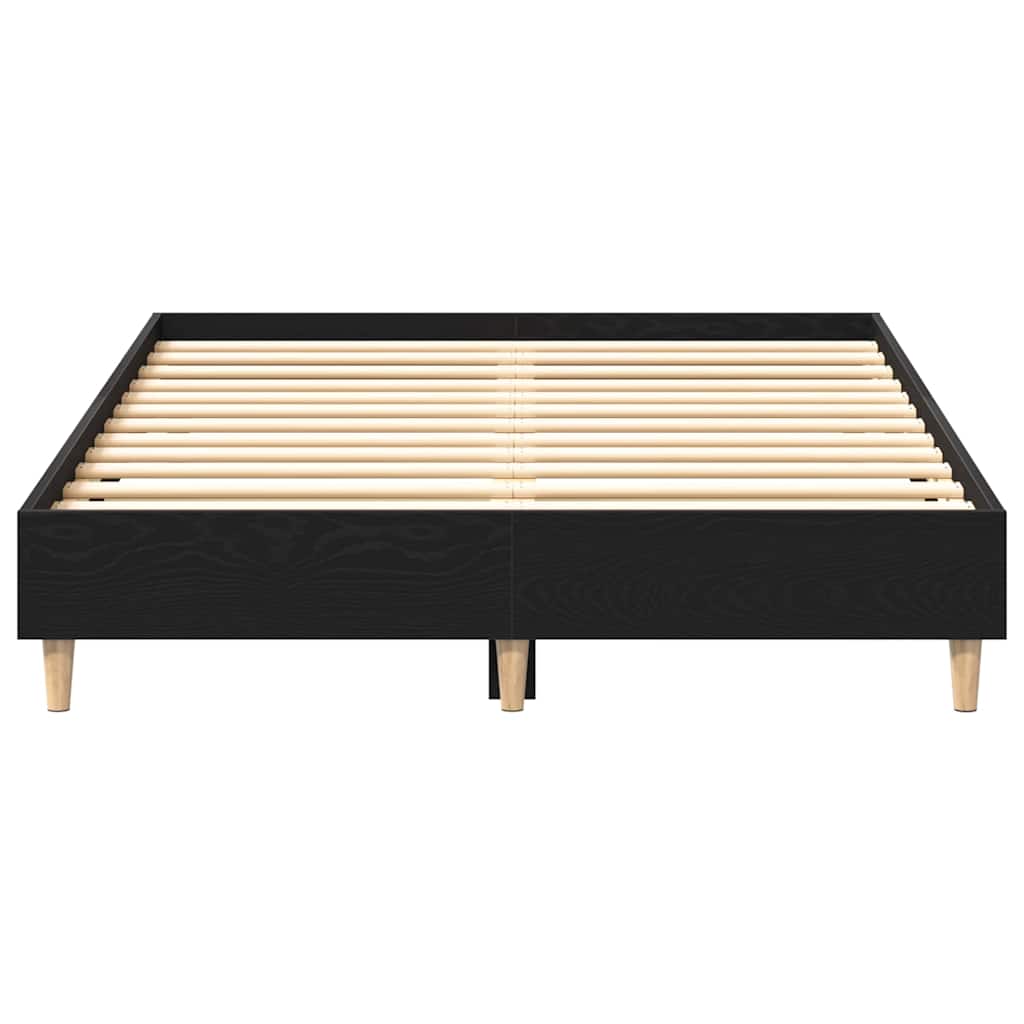 Bed Frame Black Oak 193 x 143 x 25 cm Engineered Wood