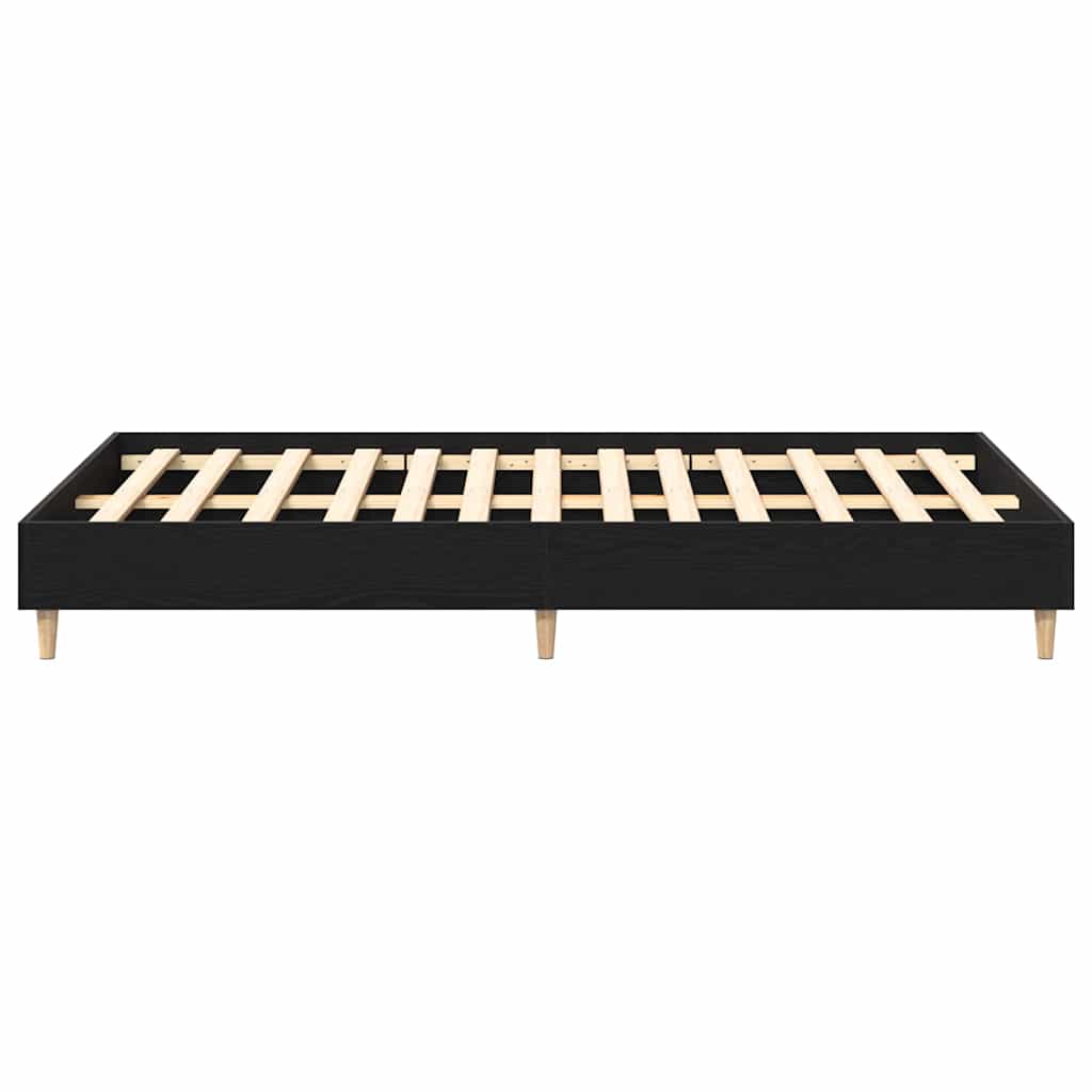 Bed Frame Black Oak 193 x 143 x 25 cm Engineered Wood