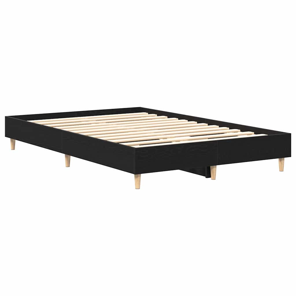 Bed Frame Black Oak 193 x 138 x 25 cm Engineered Wood