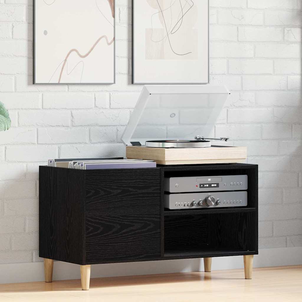 Record Cabinet 84.5 x 38 x 48 cm Engineered Wood Black oak