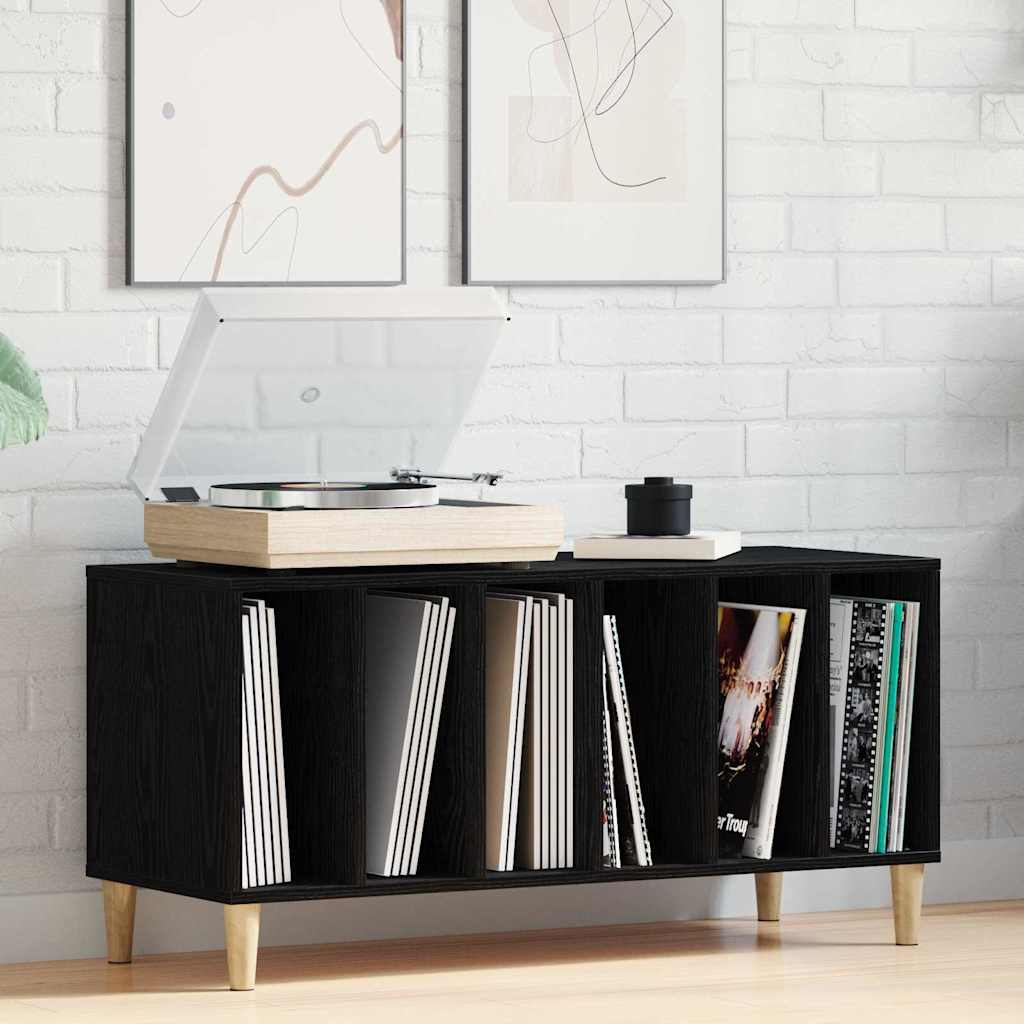 Record Cabinet Black Oak 100 x 38 x 48 cm Engineered Wood