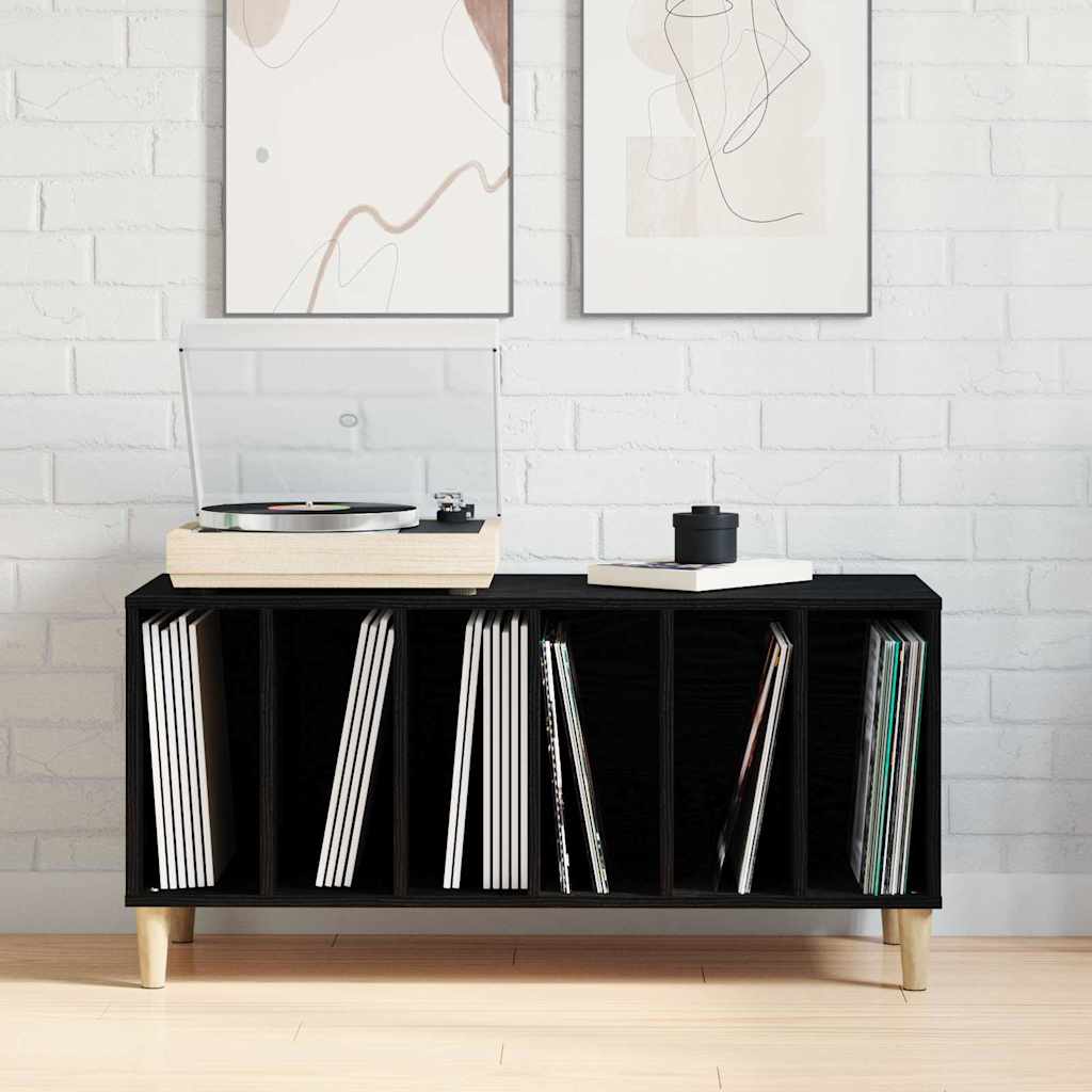 Record Cabinet Black Oak 100 x 38 x 48 cm Engineered Wood