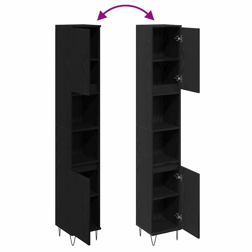 vidaXL Bathroom Cabinet Black Oak 30 x 30 x 190 cm Engineered wood