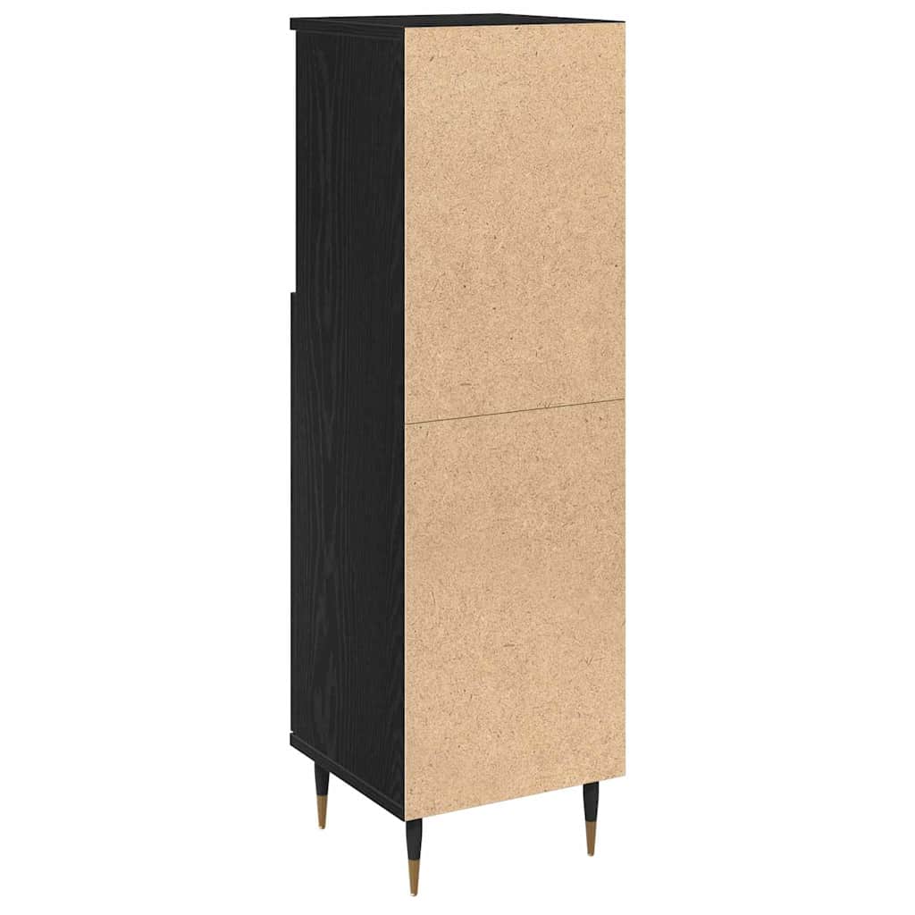 Bathroom Cabinet Black Oak 30 x 30 x 100 cm Engineered Wood