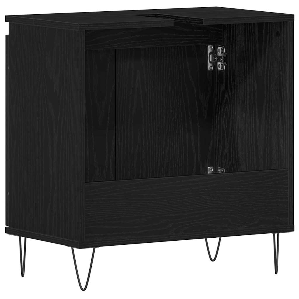 Bathroom Sink Cabinet Black Oak 58 x 33 x 60 cm Engineered Wood