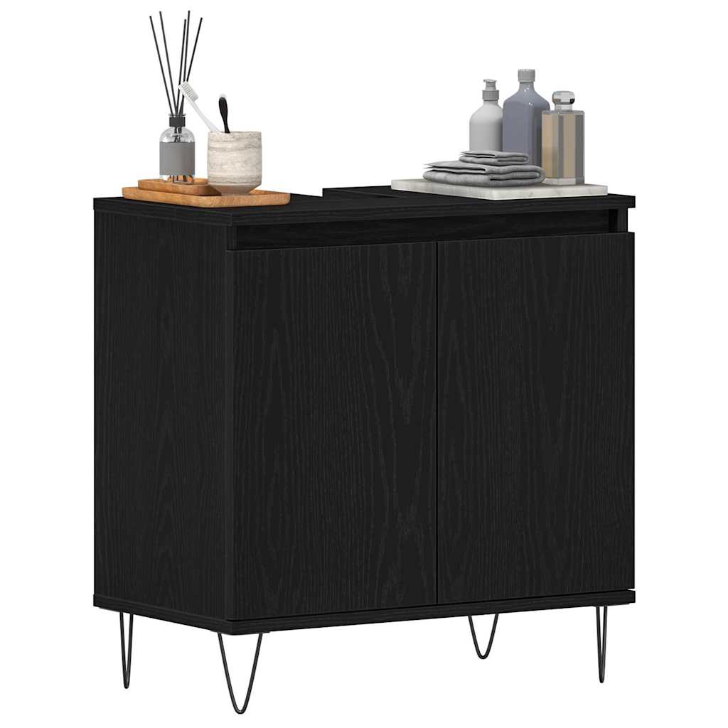Bathroom Sink Cabinet Black Oak 58 x 33 x 60 cm Engineered Wood