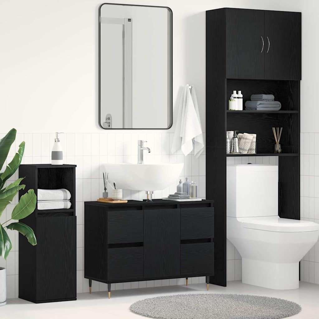 vidaXL Sink Cabinet Black Oak 80 x 33 x 60 cm Engineered wood