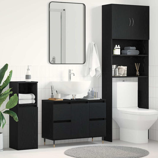 vidaXL Sink Cabinet Black Oak 80 x 33 x 60 cm Engineered wood