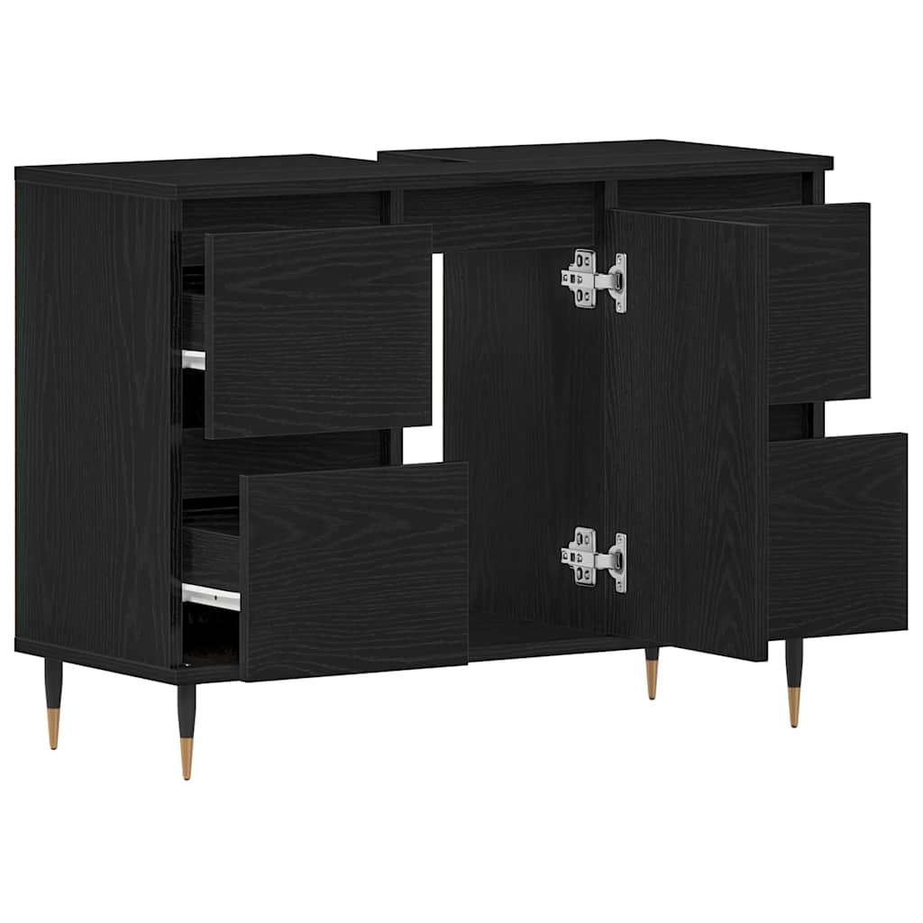 vidaXL Sink Cabinet Black Oak 80 x 33 x 60 cm Engineered wood