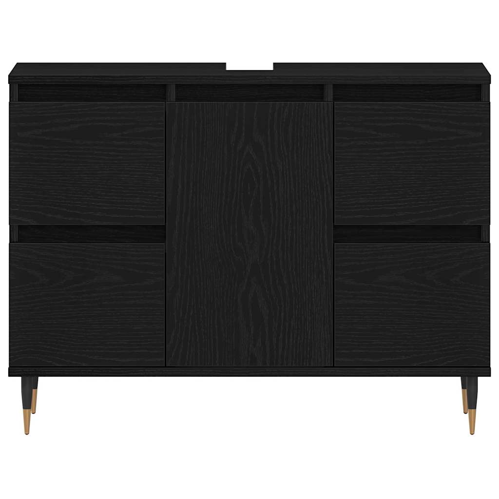 vidaXL Sink Cabinet Black Oak 80 x 33 x 60 cm Engineered wood