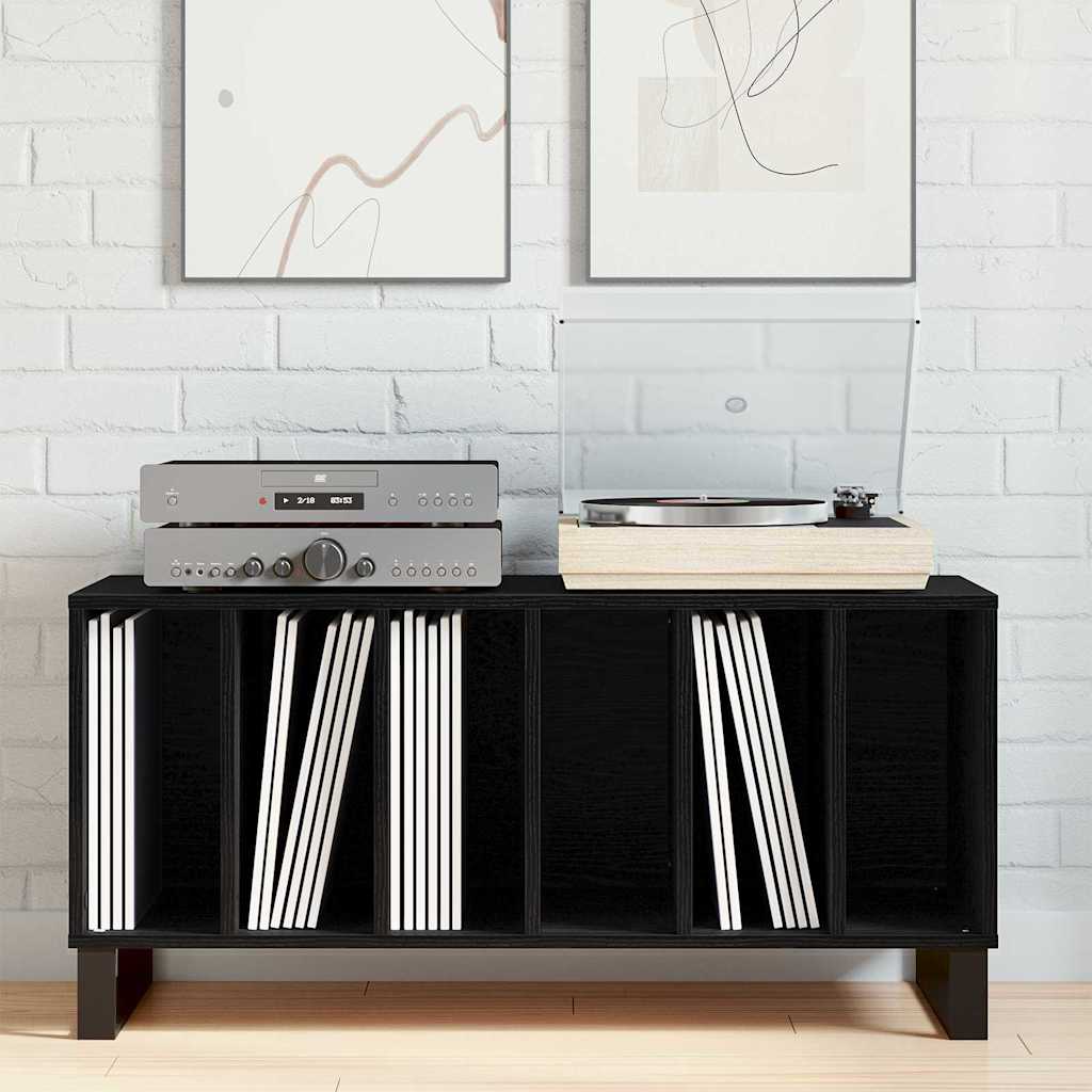 Record Cabinet Black Oak 100 x 38 x 48 cm Engineered Wood