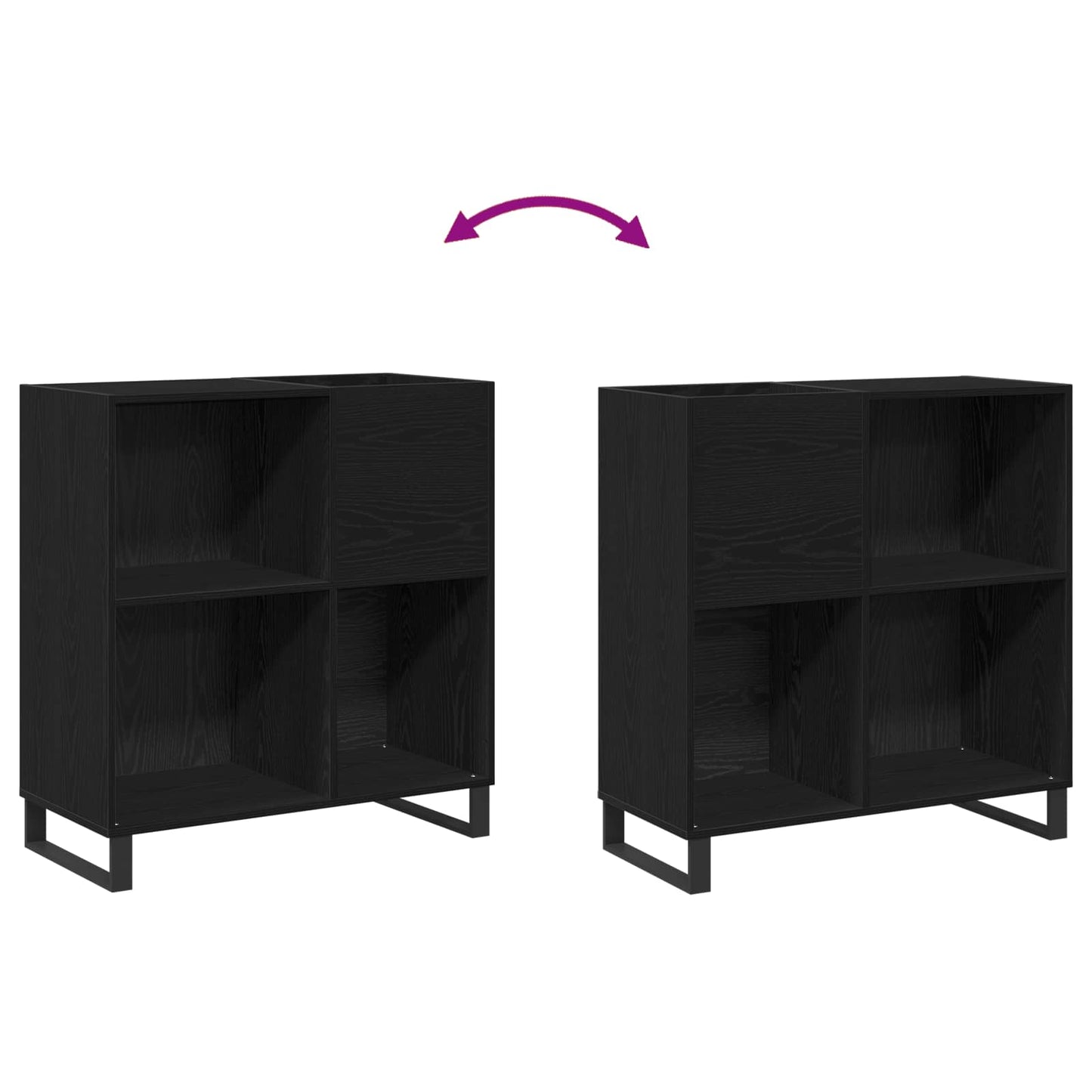 Record Cabinet Black Oak 84.5 x 38 x 89 cm Engineered Wood
