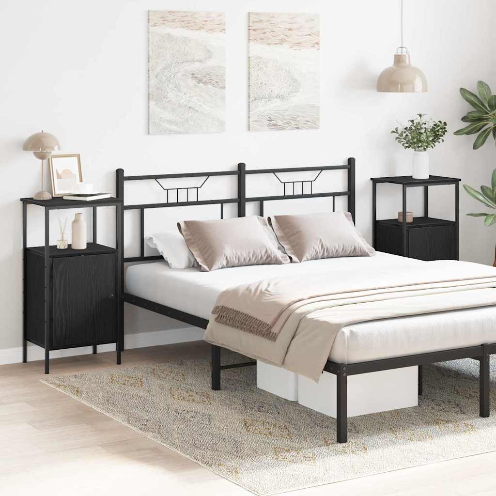 Bedside Cabinet 2 pcs Black Oak 41 x 31 x 80 cm Engineered Wood