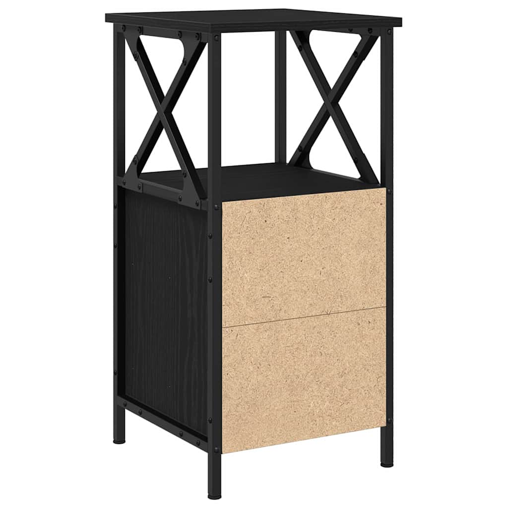 Bedside Cabinet Black Oak 34 x 35.5 x 70 cm Engineered Wood