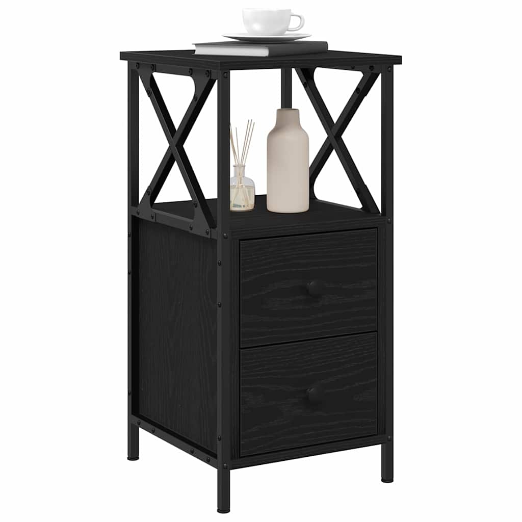 Bedside Cabinet Black Oak 34 x 35.5 x 70 cm Engineered Wood