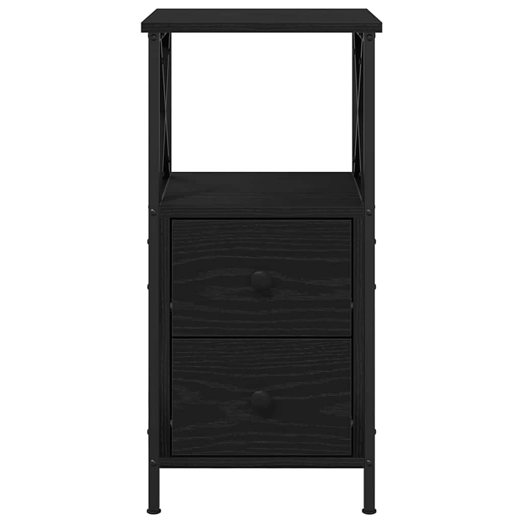 Bedside Cabinet with Drawer 2 pcs Black Oak 34 x 35.5 x 70 cm
